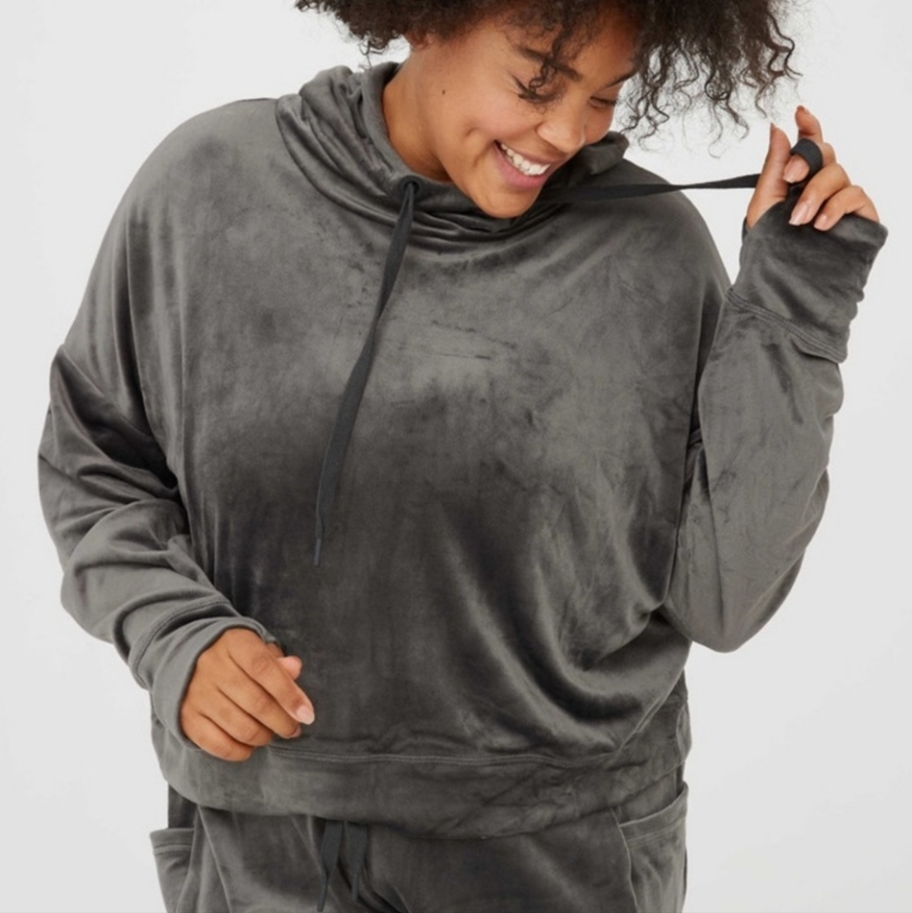 Offline by Aerie Velour After Hours Hoodie, Size XSmall, Color Grey